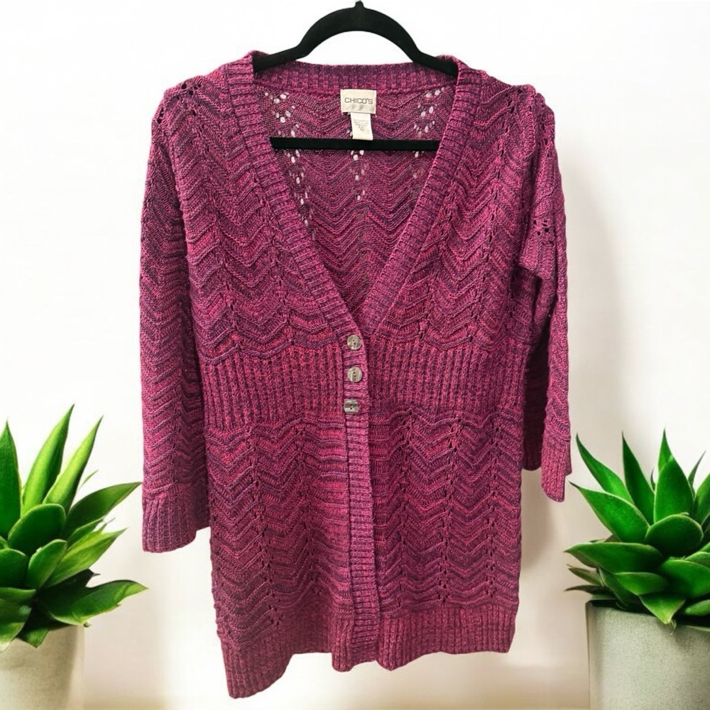 Chico’s Size 1 (Medium) V-Neck Cardigan